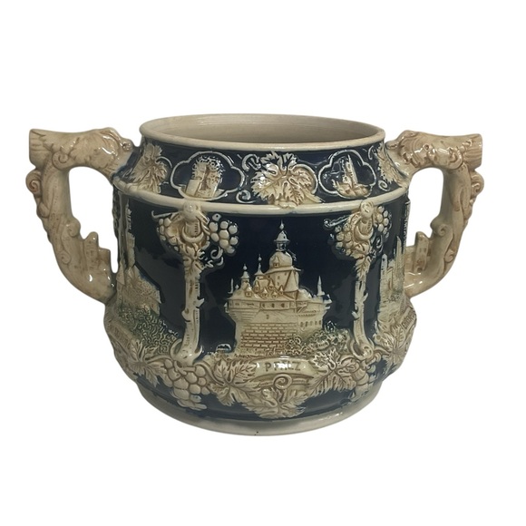 Wick-Werke Other - Wick-Werke Germany Stoneware Stein Bowl Castle Scene Grapevine Relief No Lid
